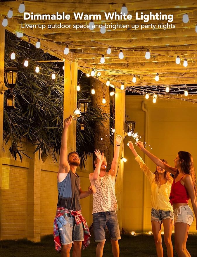 Govee Smart Outdoor String Lights H7015, 48ft RGBIC Outdoor Lights with 15 Dimmable LED Bulbs, IP65 Waterproof, Color Changing Warm White Lights with 47 Scene Modes for Patio, Backyard, App Control | 15 Dimmable LED Bulbs Outdoor Lights with Color Chan... - Image 3