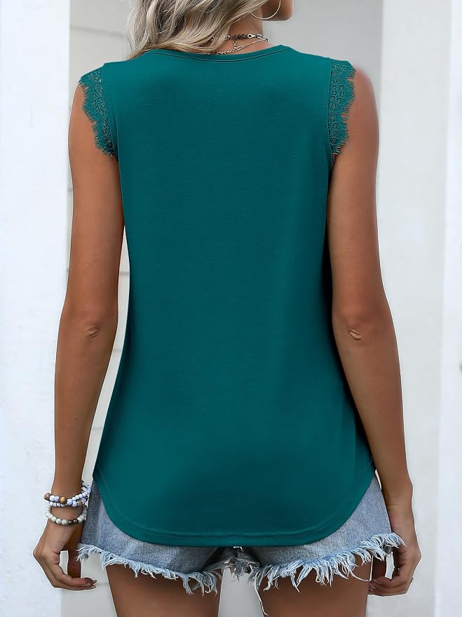 ANRABESS Womens Lace Trim Tank Tops V Neck Sleeveless Shirts 2026 Summer Casual Trendy Dressy Cami Top - Image 5