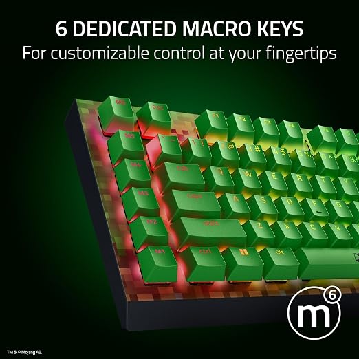 Razer BlackWidow V4 X Mechanical Gaming Keyboard, Minecraft Edition | Green Switches Tactile & Clicky, 6 Macro Keys, Chroma RGB, Doubleshot ABS Keycaps, Sound Dampening & Stabilizers - Image 5