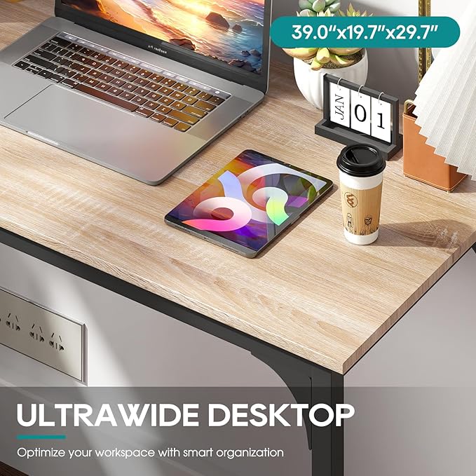 BestOffice Computer Desk,Home Office Desk, Modern Simple Style for Home Office Study Writing (Nature, 39 Inch) - Image 5