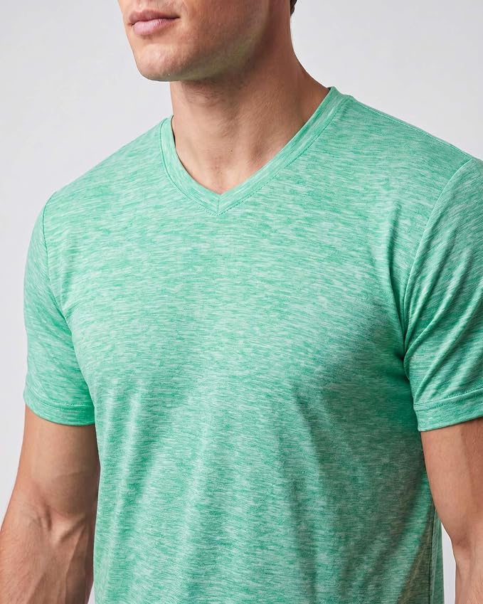 5 Pack Men's Dry Fit V Neck Gym Workout T Shirts Athletic Moisture Wicking | Cooling, Quick Dry, Breathable, Short Sleeve, Exercise, Cycling, Sports, Outdoor, Fitness, Golf, Crossfit, Hiking, Tennis - Image 3