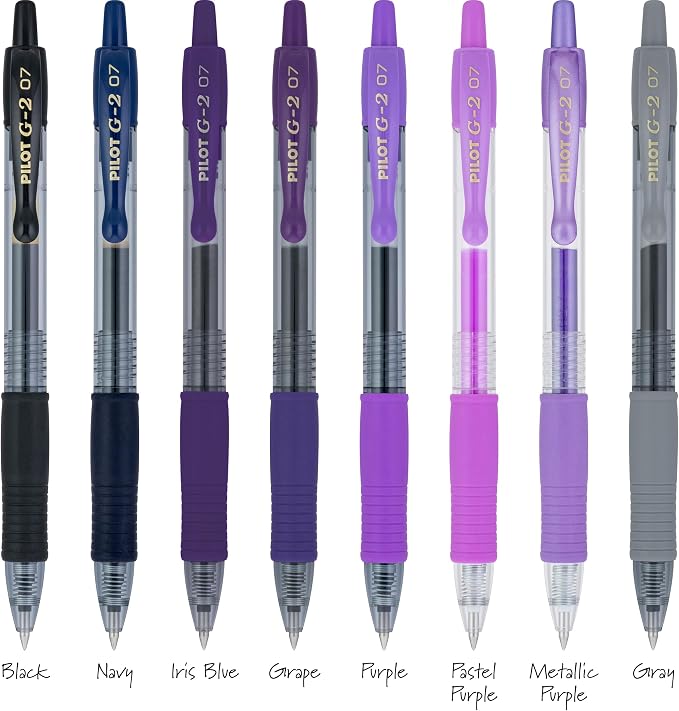 Pilot G2 Premium Gel Roller Pens, G2 Boost Purple Pens Pack, The Colors of Creativity, 8 Pack Pouch, Fine Point 0.7 mm, Assorted - Image 6