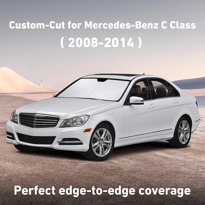 EcoNour Windshield Sunshade Compatible for Mercedes Benz C Class 2008-2012 2013 2014, Sun Visor for Front Windshield & Window Sun Shade Cover, UV Heat Blocker & Protector, Car Accessories - Image 2