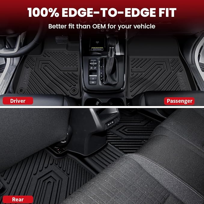 LASFIT Floor Mats & Cargo Mat for Honda HRV 2016-2022 (AWD Model), All Weather TPE Custom Fit HR-V Floor Liner Accessories, 1st & 2nd Row & Trunk Mat Full Set, Black (Not for FWD) - Image 4