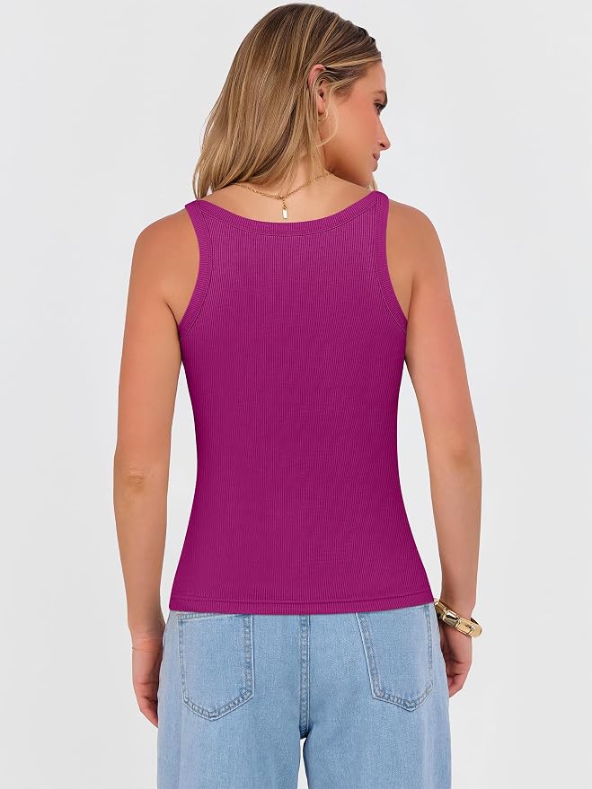 ANRABESS V Neck Tank Tops for Women Ribbed Knit Camisole 2026 Summer Casual Sleeveless Slim Fitted Basic Cami Shirts Clothes - Image 5