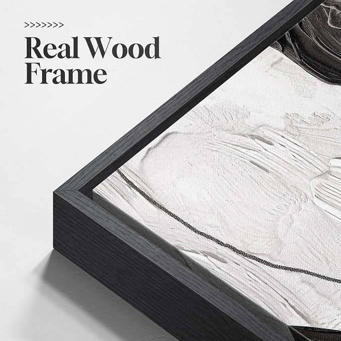 Framed Black and White Modern Abstract Wall Art, 3 Piece Canvas Prints Paintings Artwork for Walls, Minimalist Black White Grey Pictures for Living Room Dining Room Bedroom Office Wall Decor 16x24 In - Image 5