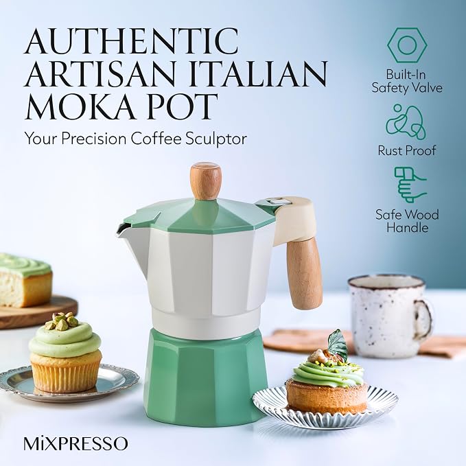 Mixpresso 3 Cup Moka Pot Stovetop Espresso Maker, Italian Cuban Coffee Pot | 5oz aluminum Italian coffee maker for gas and electric stovetops, small design for traditional espresso-style coffee at home - Image 9