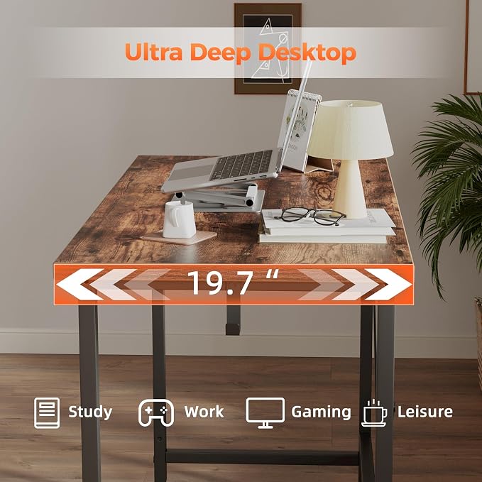 Mericonia 32x20 Inch Computer Desk, 0.6" Thick Small Office Table | Modern Simple Style, Small Study & Writing Table for Home Bedroom Work, Brown - Image 6