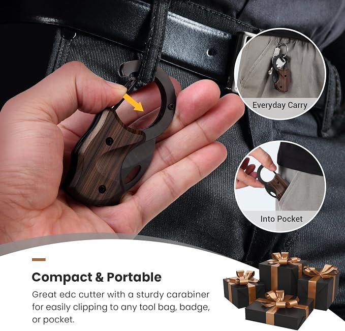 FUNBRO Small Pocket Knife for Men | Cool Box Cutter with 1.34 inch Sharp Blade, EDC Knives Tool for Everyday Carry (Wood Grain) - Image 6