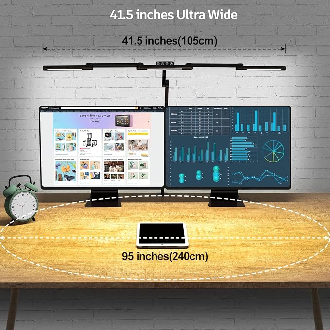 EPABINA Transformable LED Desk Lamp, 41.5" Large Architect Desk Lamp with Clamp, 3 Light Bars Desk Light for Home Office, 24W Auto Dimming Office Lighting Table Light for L Shaped Desk - Image 4