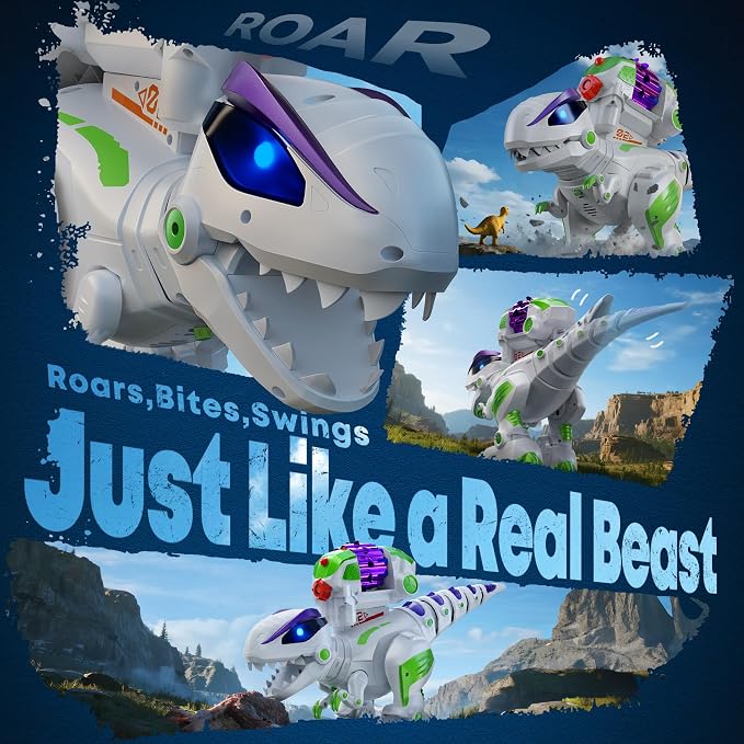 Ruko 8809 Dinosaur Toys for Kids, Large Rechargeable RC T-Rex, Green | Programmable, Walking, Roaring, LED Eyes and Shooting, Interactive Gifts for Boys & Girls Age 3 4 5 6 7 8 - Image 5