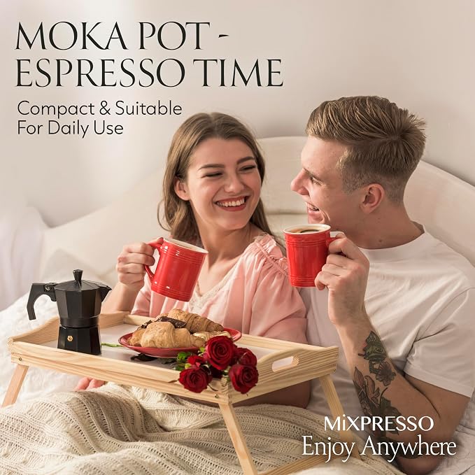 Mixpresso 3 Cup Moka Pot Stovetop Espresso Maker, Italian Cuban Coffee Pot | 5oz aluminum Italian coffee maker for gas and electric stovetops, small design for traditional coffee at home, Mug 4.4 Oz - Image 8