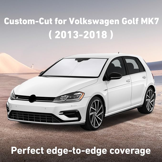 EcoNour Windshield Sunshade Compatible for Volkswagen VW Golf MK7 2013-2016 2017 2018, Sun Visor for Front Windshield & Window Sun Shade Cover, UV Heat Blocker & Protector, Car Accessories - Image 2