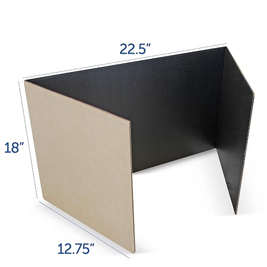 Flipside Products 18”x 48” Black Study Carrel, Privacy Boards, Student Privacy and Focus Booth for The Classroom, Desk Divider Cubby for Tests, Made in USA - 12 Pack - Image 3