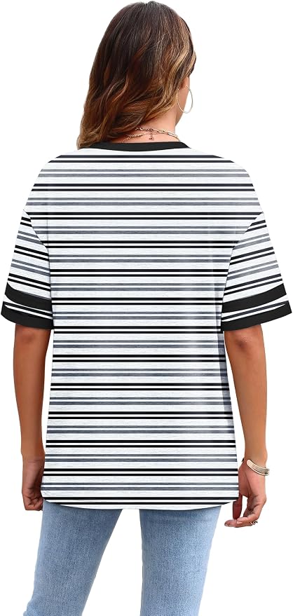 WIHOLL Womens T Shirts Loose Fit Short Sleeve Tees Crew Neck Color Block Summer Tops 2026 Fashion - Image 4