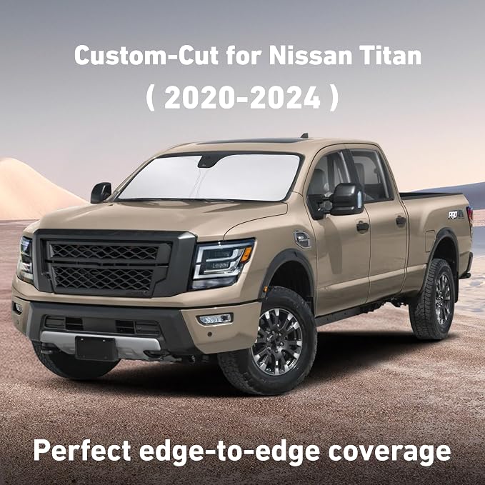 EcoNour Windshield Sunshade Compatible for Nissan Titan 2020-2022 2023 2024, Sun Visor for Front Windshield & Window Sun Shade Cover, UV Heat Blocker & Protector, Car Accessories - Image 2