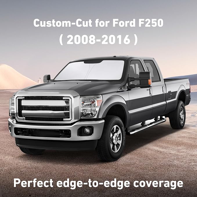 EcoNour Windshield Sunshade Compatible for Ford F-250 F-350 Super Duty 2Dr Regular Cab,4Dr Super Crew Cab,Super Cab 2008-2014 2015 2016, Sun Visor for Front Window Sun Shade Cover, Car Accessories - Image 2