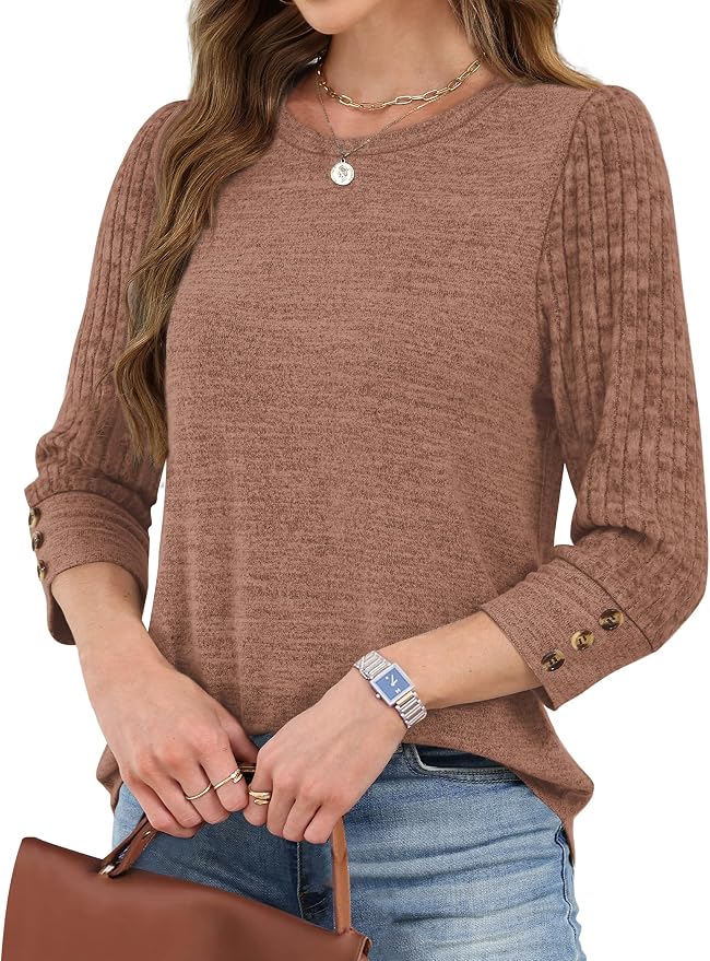WIHOLL 3/4 Length Sleeve Womens Tops Sweaters Shirts Lightweight Spring Outfits 2026 Winter Clothing S-2XL - Image 3