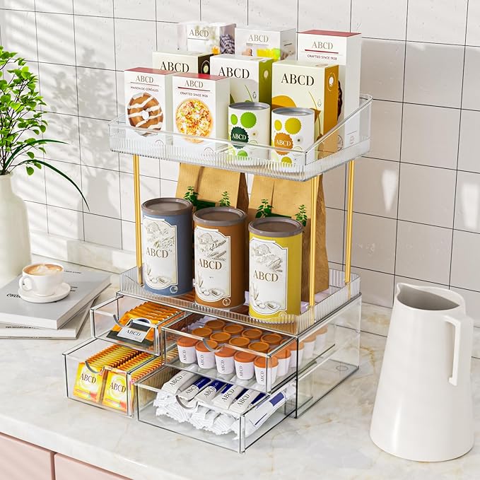 SNSLXH 4-Tier Clear Makeup Organizer Bathroom Storage | 4 Drawers Cosmetics Organiser, Ideal for Countertop, Bathroom, Office, Dresser, for Cosmetics, Skincare, Perfume, Lipstick - Image 4