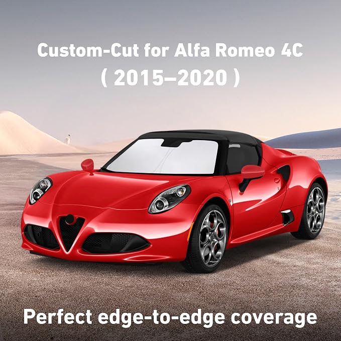 Econour Windshield Sunshade for Alfa Romeo 4C 2015-2018, 2019, 2020 Sun Visor for Front Window Sun Shade Cover, UV Blocker & Protector, Car Accessories - Image 2