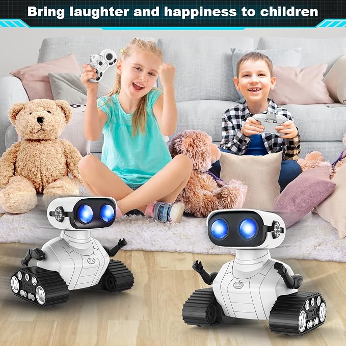 Hamourd Robot Toys for 3 Years Old Boys Girls- Rechargeable Remote Control Robots, Emo Robot with Auto-Demonstration, Flexible Head & Arms, Dance Moves, Music, and Shining LED Eyes, Kids Toys Gifts - Image 5
