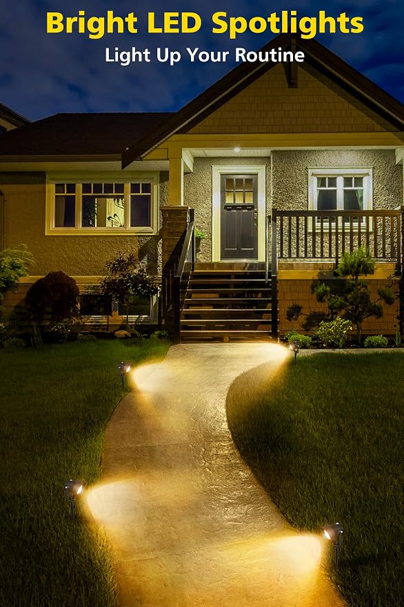 T-SUN Dusk to Dawn Outdoor Lighting, Flag Spot Lights with Photocell Auto On/Off, Waterproof 3000K Warm White LED Plug-in Landscape Spotlights for Garden Yard Tree Pathway Pole House, 2 Pack - Image 3