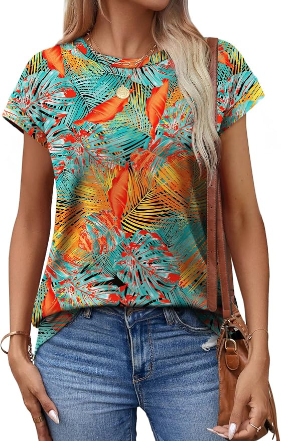 Alaroo Womens Summer Tops Short Sleeve Shirts Crew Neck Tshirt Cute Trendy Tunic Blouses (S-3XL) - Image 3