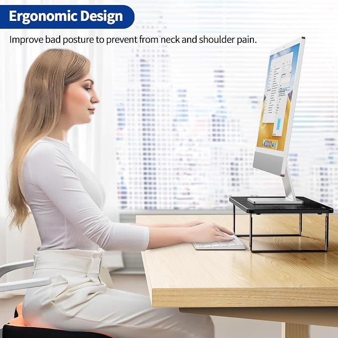 BESIGN MS01 Monitor Stand Riser, Height Adjustable Laptop Stand, Computer Monitor Stand for Monitor, Computer,Laptop,Printer (Black) - Image 2