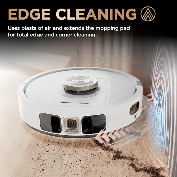 Shark PowerDetect NeverTouch Pro Robot Vacuum & Mop, White, AV2810ZEWH | 5 PowerDetect Technologies, NeverStuck, NeverTouch Pro Base (Self-Empty, Self-Refill, Pad Wash/Dry), 360° LiDAR + 3D Sensor - Image 4