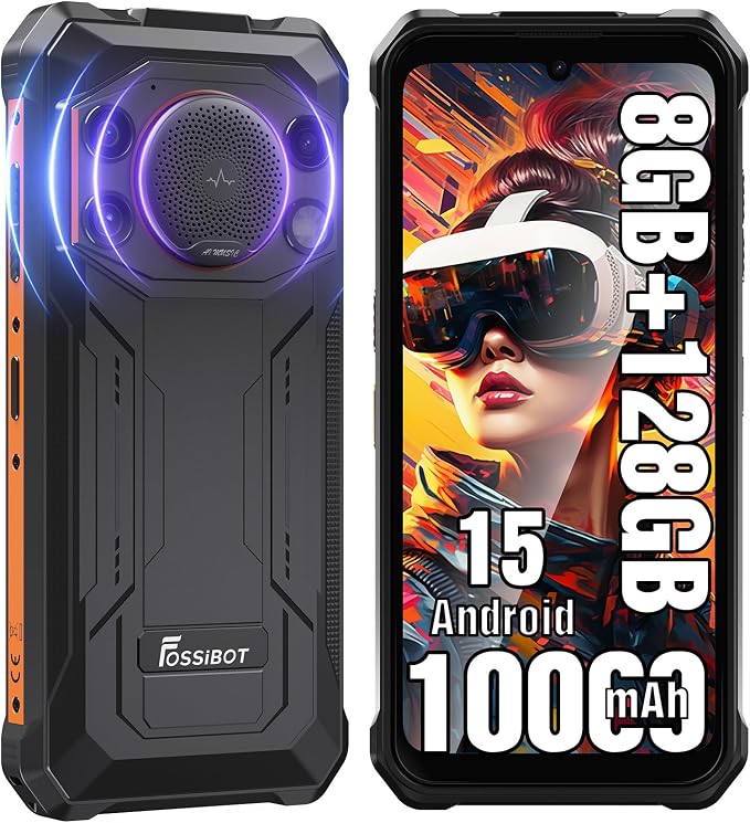 FOSSIBOT F110L Android 15 Rugged Smartphone, 12GB+128GB /2TB Rugged Call Phone, 10000mAh Unlocked Phone 128dB Loud Volume 6.745" 50MP Camera Waterproof Smartphone 4G Dual SIM/Camping Light by FOSSIBOTSolarGenerator