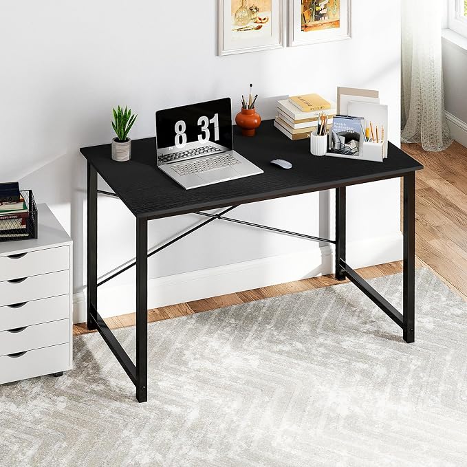 OLIXIS 40 Inch Computer Office Desk for Small Spaces, Writing Gaming Work Desk Modern Study Table with Storage Bag & Headphone Hook Home Bedroom, Black | Metal Frame, Writing Gaming Work, Home Bedroom, Easy Assembly, Sturdy Design, Black - Image 3