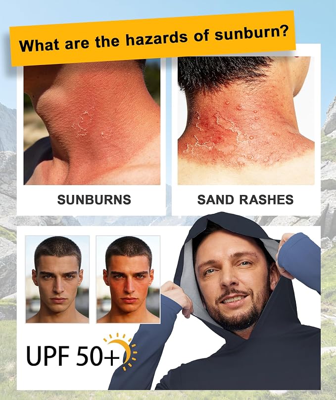 ZITY Men's Sun Protection Shirts Long Sleeve Rash Guard Hoodie UV UPF 50+ Fishing Running Athletic Sweatshirts - Image 4