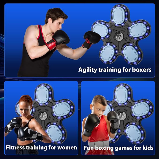 OurStarry Smart Music Boxing Machine for Adults and Kids, Wall Mounted Punching Trainer with Boxing Gloves, LED Electronic Target, 9 Modes and 9 Speeds, Home Gym Workout Equipment - Image 5