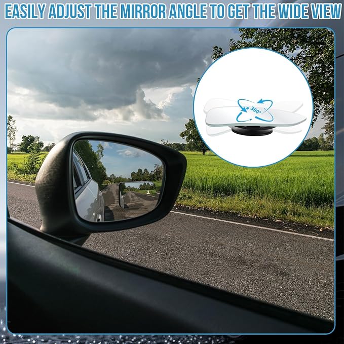 2Pcs Cars BlindSpot Mirrors, Removable Adjustabe Angle Round Wide Angle Convex RearView Mirror, Car Accessories Universal HD Glass for Suvs Auto RVs Motorcycles - Image 4