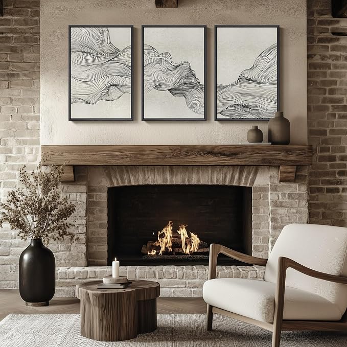 Framed Black and Beige Abstract Wall Art, 3 Piece Modern Canvas Prints Paintings Artwork for Walls, Minimalist Abstract Line Pictures for Living Room Dining Room Bedroom Office Wall Decor 16x24 In - Image 4