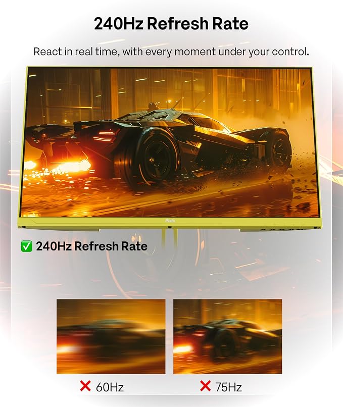 Pixio PX249 Wave Yellow 24 inch 240Hz Refresh Rate FHD 1080p Resolution Fast IPS Panel 1ms GTG Response Time Built-in Speakers Gaming Monitor with Adaptive Sync - Image 3