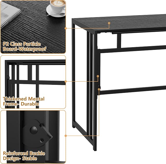40" Folding Computer Desk No Assembly Needed Foldable Table for Small Space | Small Folding Table for Home Office, Study, Writing, Gaming, Compact RV Living, Camping, Sturdy and Easy Carry, Versatile - Image 5