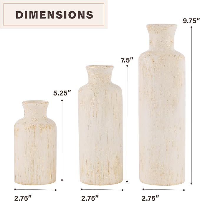 Creative Scents Rustic Luxe Vase Set - Vases for Decor, Perfect for Holding Pampas Grass, Dried/Fresh Flowers, Vases for Your Kitchen, Bedroom, Office, Living Room, Bathroom, or Shelf Decor - Image 8