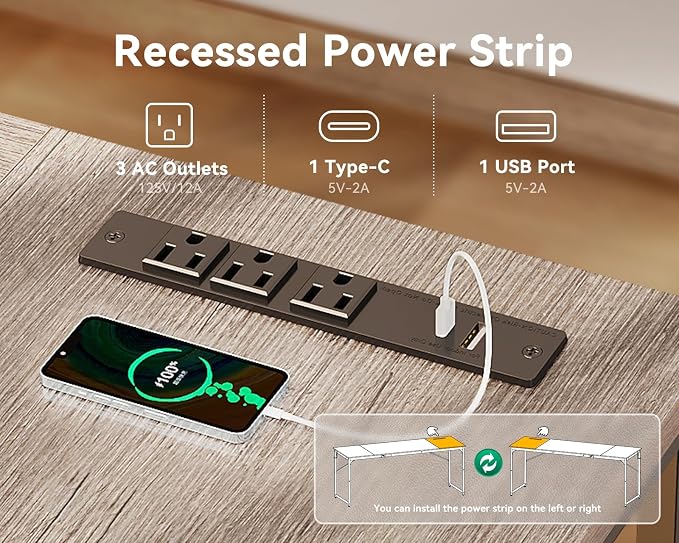 Coleshome 71 Inch Computer Desk with Power Outlet | Extra-long workspace • Fits dual monitors • Stable steel frame • Spacious legroom • Home office & gaming - Image 6