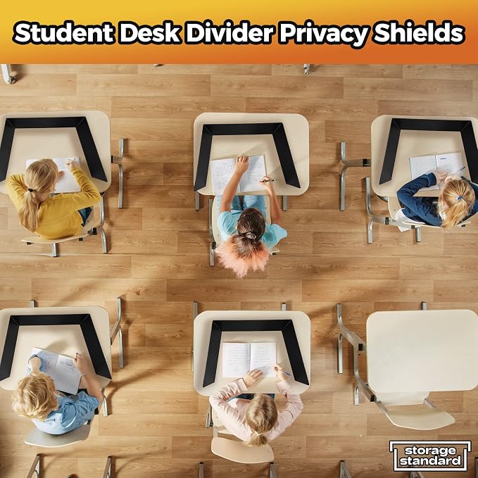 4-Pack Desk Dividers for Students - Durable & Waterproof Plastic Study Carrel Divider, Classroom Folders Teacher Supplies, Easy-to-Clean Plastic Privacy Shield Folder Boards for Student Desks, Black - Image 8