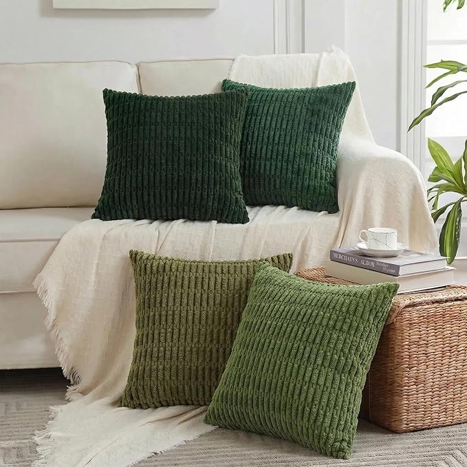 Fancy Homi 4 Packs Decorative Throw Pillow Covers for Living Room Couch Bed, Modern Farmhouse Boho Home Décor Accent Cushion Case, 18" x 18", Green Series by Fancy+Homi