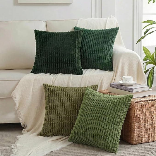 Fancy Homi 4 Packs Decorative Throw Pillow Covers for Living Room Couch Bed, Modern Farmhouse Boho Home Décor Accent Cushion Case, 18" x 18", Green Series by Fancy+Homi