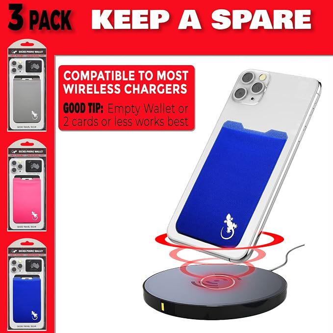 Phone Wallet - Adhesive Card Holder - Cell Phone Pouch - Stick on Lycra Pocket by Gecko - Carry Credit Cards and Cash - Image 5
