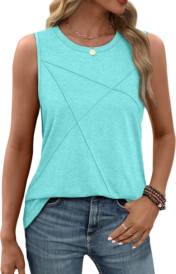WIHOLL Women's Sleeveless Summer Crewneck Loose Fit Tank Tops - Image 2