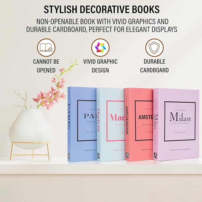 PROBENEX 4 Pcs Decorative Books | Faux Pastel Coffee Table & Shelf Decor | Soft Muted Look for Living Room, Office and Entryway - Not Real, Tool-Free 2-Min Setup - Image 9