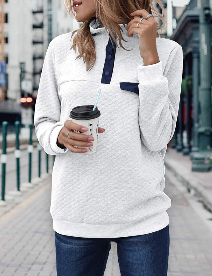 BTFBM Women Fashion Quilted Pattern Lightweight Zipper Long Sleeve Plain Casual Ladies Sweatshirts Pullovers Shirts Tops - Image 2