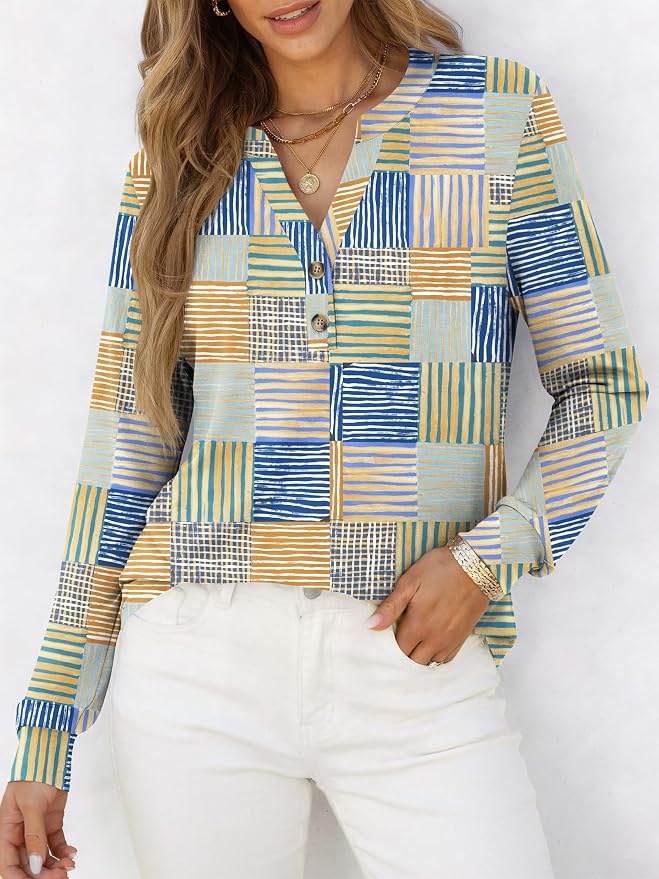 ANRABESS Women's Long Sleeve Shirts 2026 Spring Fashion Dressy Casual Tops Trendy Henley Blouses Cute Work Outfits Clothes - Image 2
