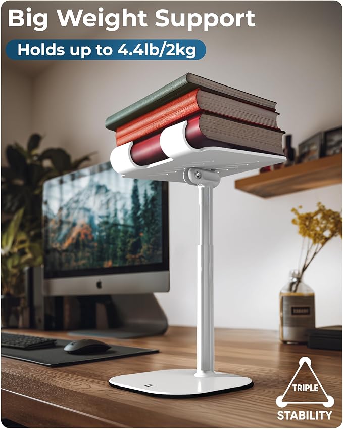 COOPER TabHolder, 7-10" Height Adjustable Tablet Stand, Premium iPad Stand for Desk, 270° Tilt iPad Holder, Kindle Holder, 15.6-17" Portable Monitor Support (White) - Image 7