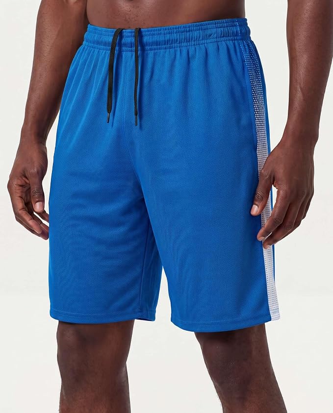 5 Pack Men's Mesh Shorts Athletic Basketball Sports Gym Workout Pockets | Cooling Moisture-Wicking, 9", Long, Quick-Dry, Breathable, Elastic Drawstring Waistband. Running, Exercise, Soccer, Training. - Image 2