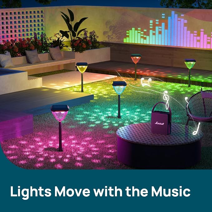 Linkind Smart Solar Pathway Lights SP6, in-App Pattern Switching Solar Lights Outdoor, USB&Solar Charging, Cool/Warm White/Color-Changing Landscape Lighting, Easter Decor for Yard, Patio, 1 Pack - Image 5